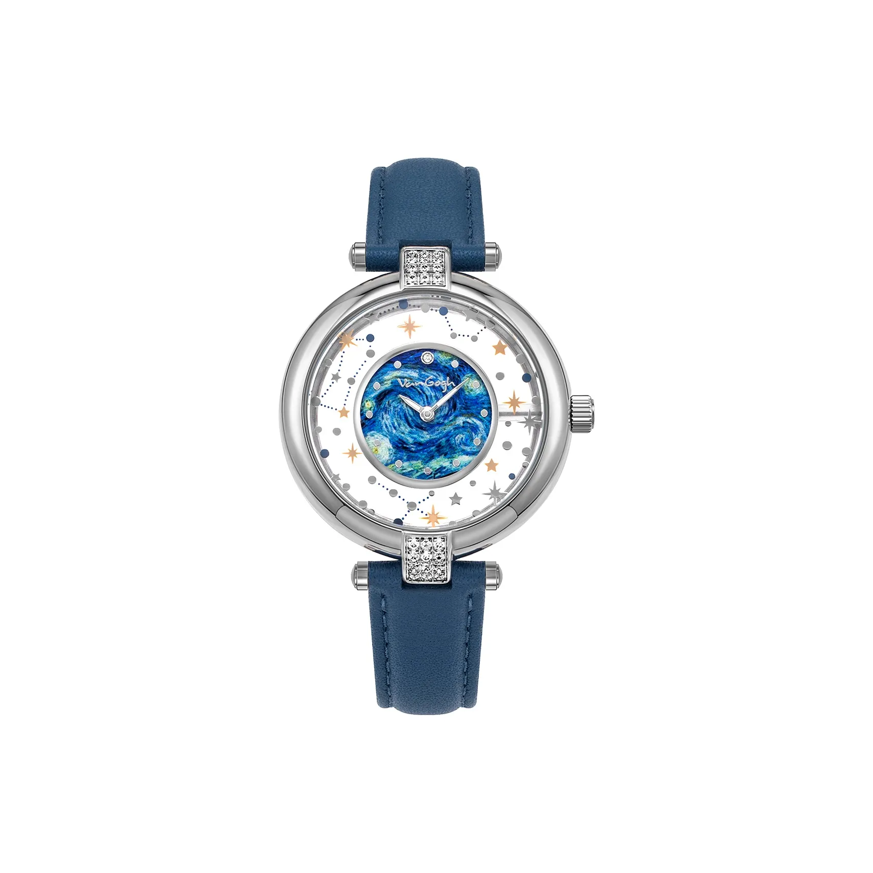 VAN GOGH Floating Collection Starry Sky Starry Dreams Женские часы Кварцевый механизм Синий циферблат