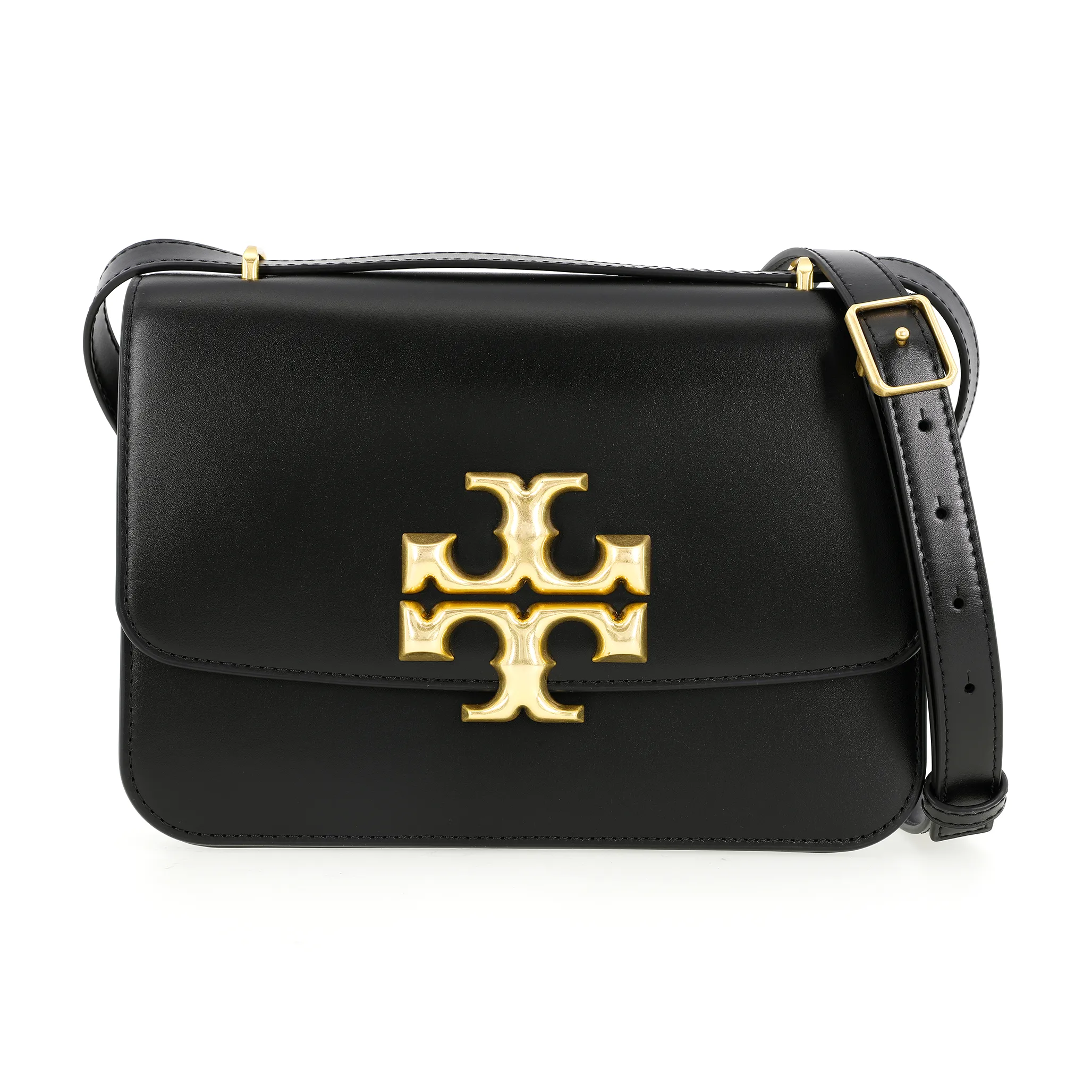 TORY BURCH Eleanor Cow Leather Shoulder Bag, Crossbody Bag Medium Size Women's Black
