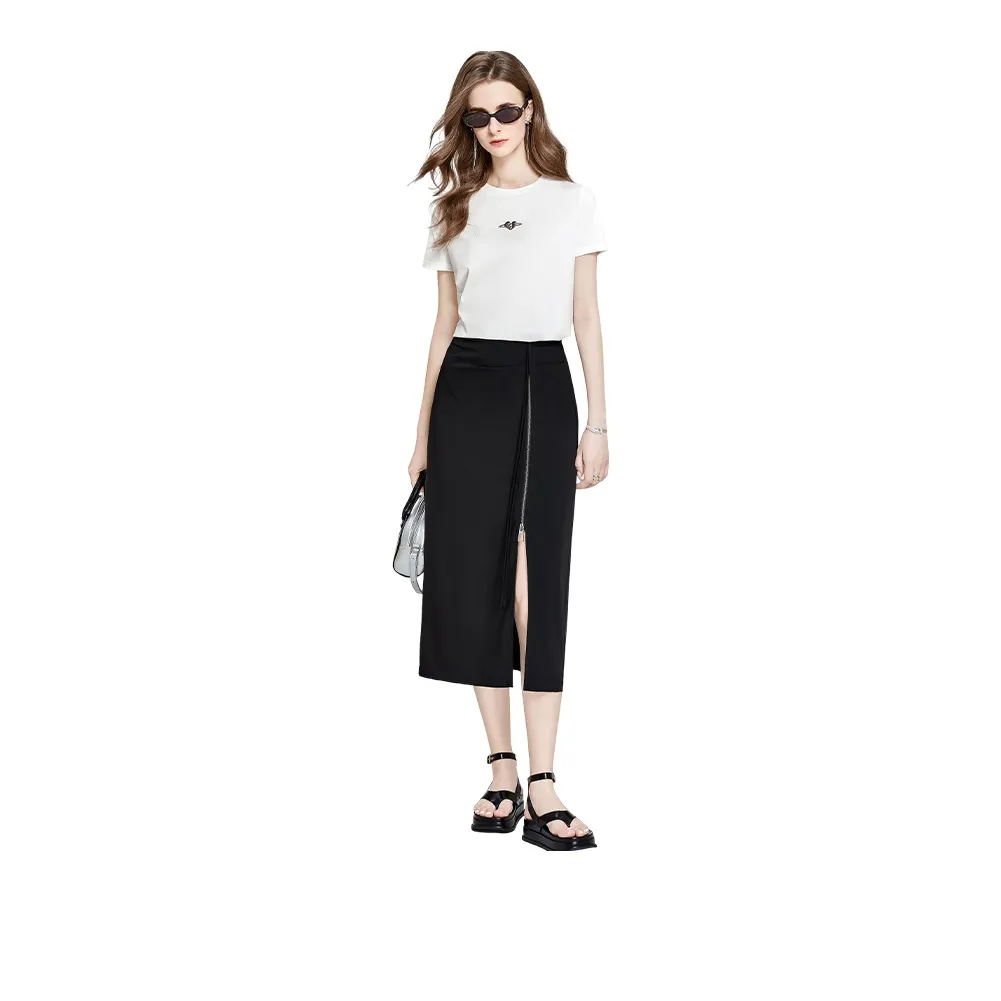 TOUCH Skirt Set Women's White Top And Black Bottom
