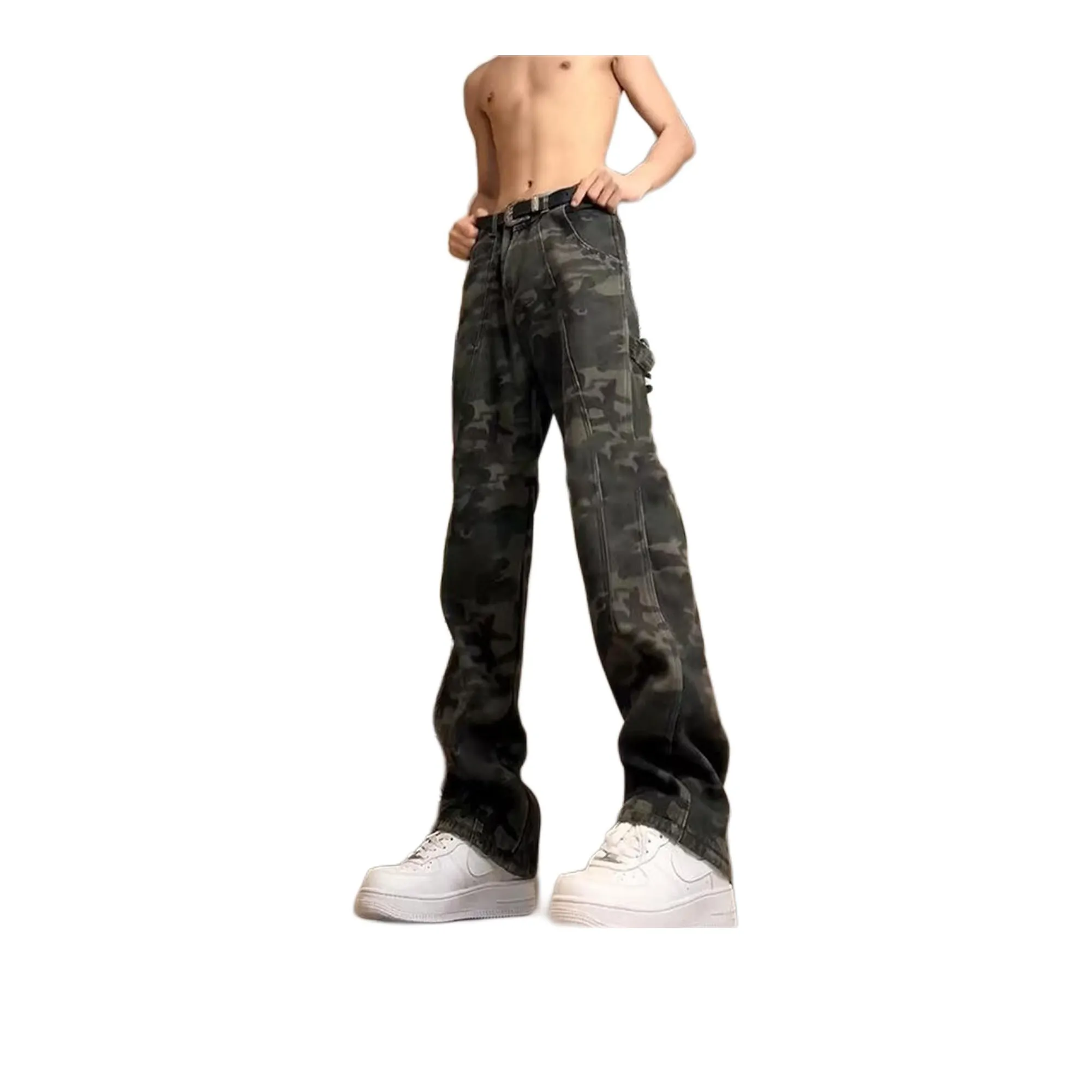 Imcrasy Jeans Unisex Green Camouflage