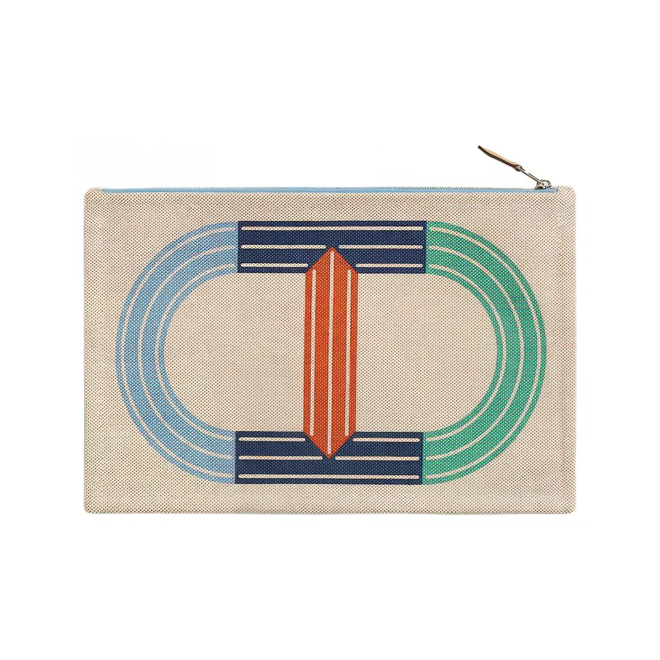 HERMES MAILLON MARIN Cotton With Canvas And Calfskin Canvas Bag Clutch Women's Ocean & Brickstone & Water
