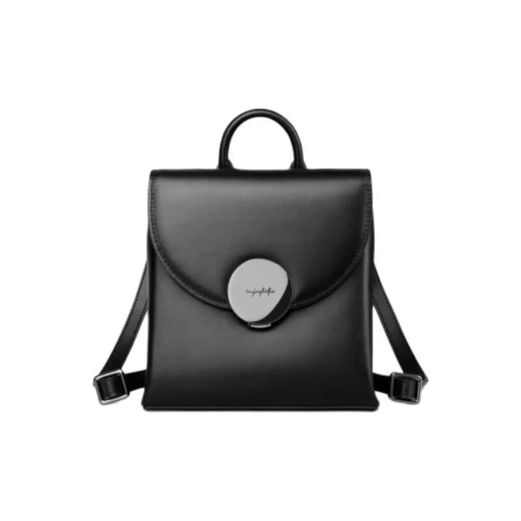 INJOYLIFE Рюкзак из коровьей кожи маленький женский черный