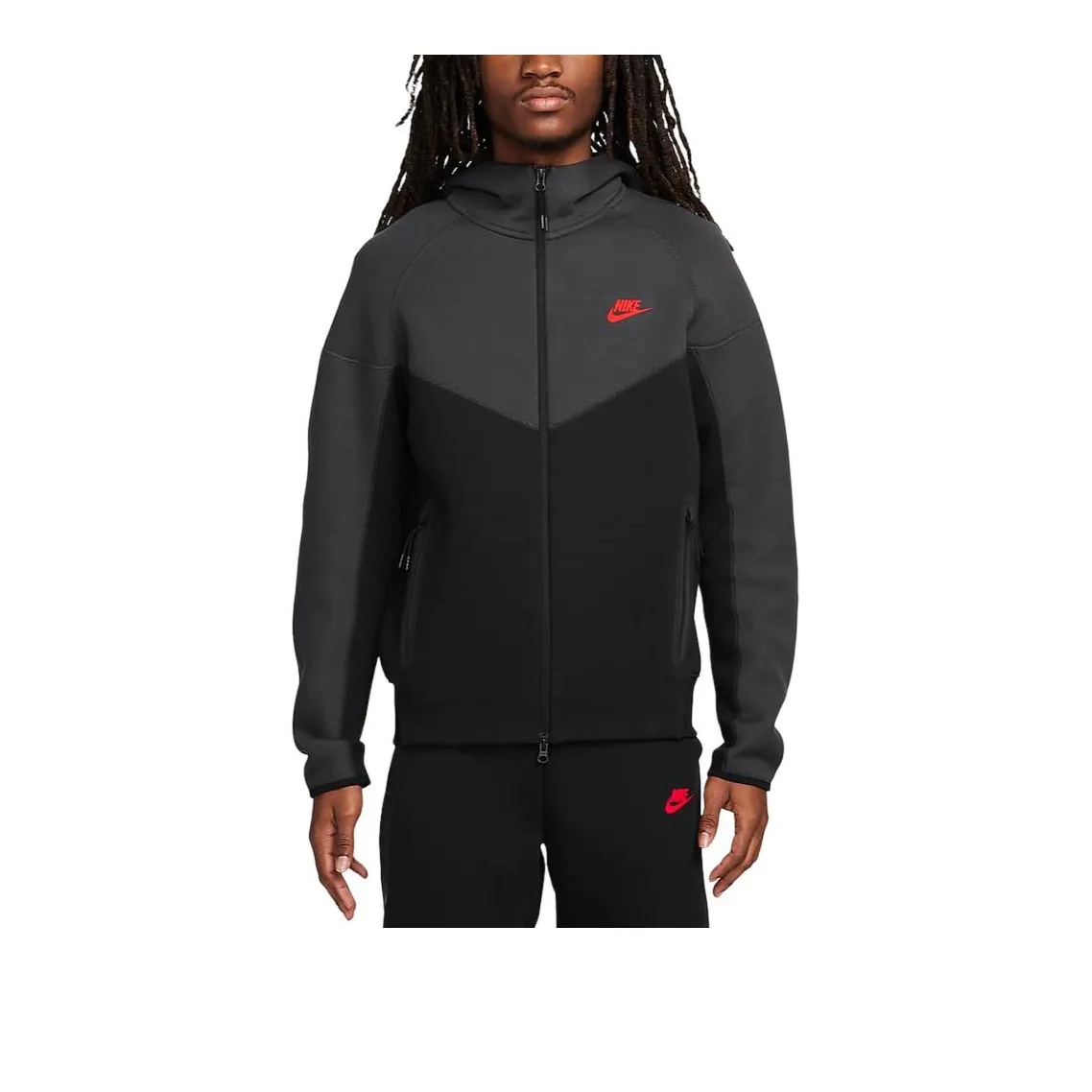 Nike Sportswear Tech Fleece Jacket Men's Black/Dark Smoke Gray/Light Red