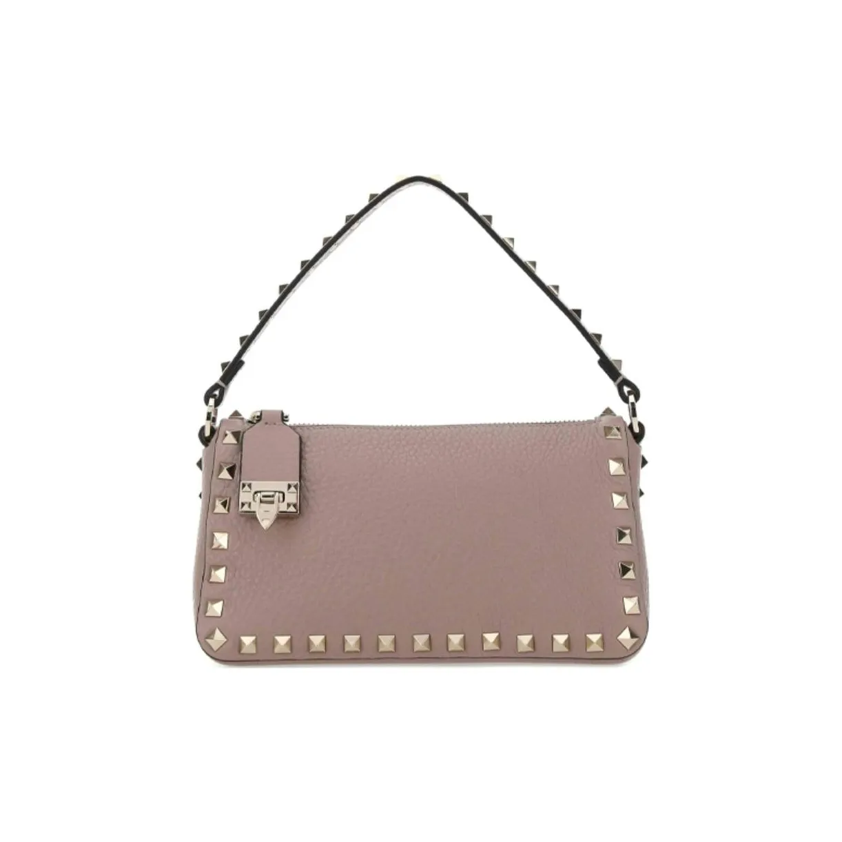 Valentino Rockstud Grained Calfskin Baguette Bag Shoulder Bags Handbags Small Size Women's Light Pink