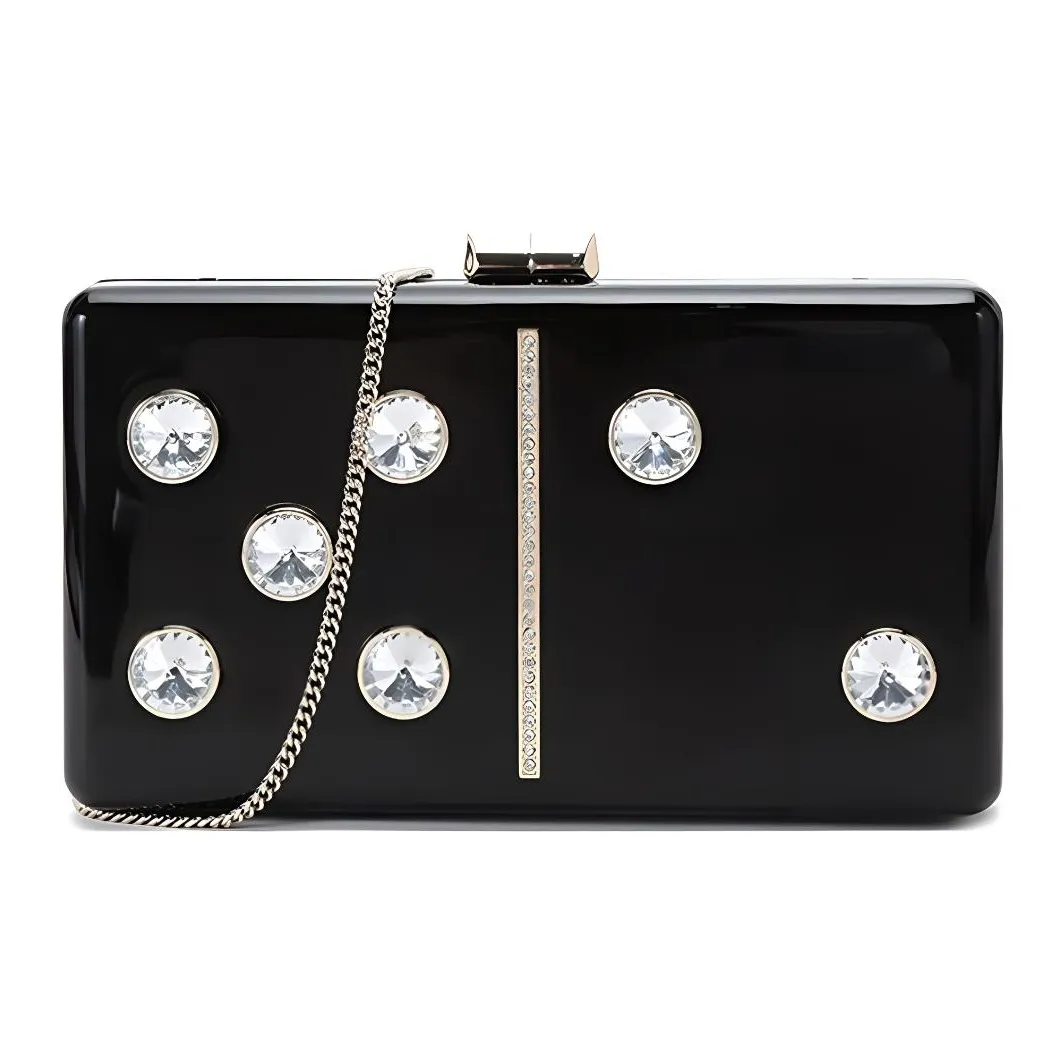 Kate Spade Acrylic Plastic Chain Bag Crossbody One Shoulder Clutch Women's Black