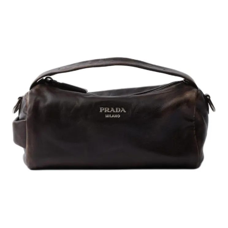 PRADA Lambskin One Shoulder Handbags Regular Women's Dark Brown
