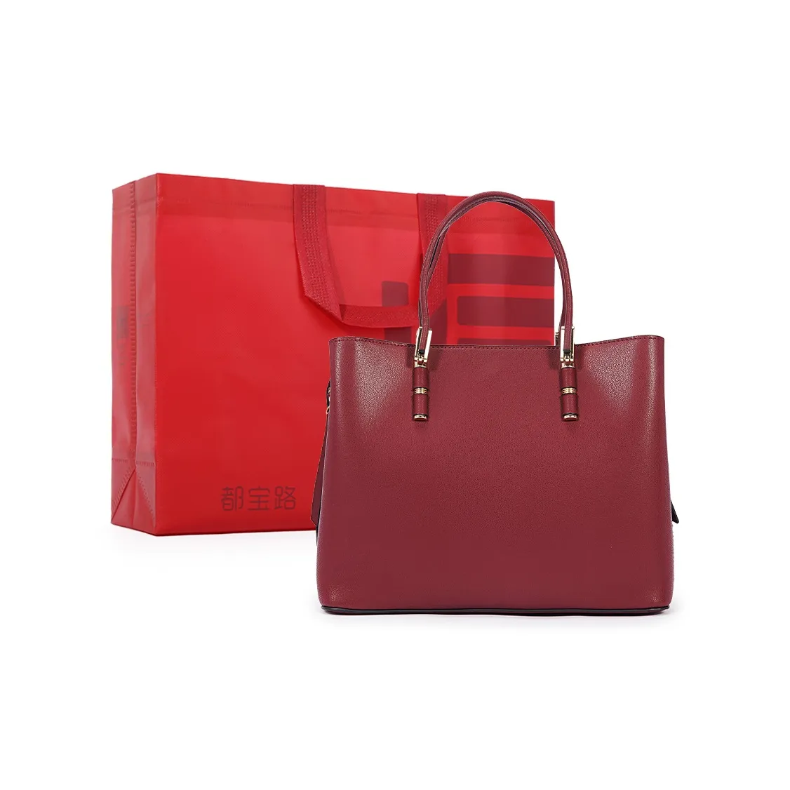 Dubaolu Коровья кожа Одно плечо Через плечо МНОГОЦЕЛЕВЫЙ Сумка с ремнем через запястье Большой Женский Красный Абрикосовый Черный