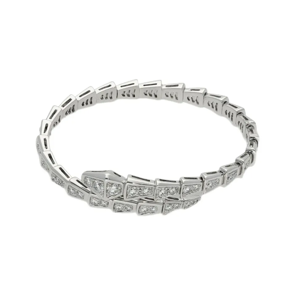 BVLGARI SERPENTI VIPER 18K White Gold Bangles Women's