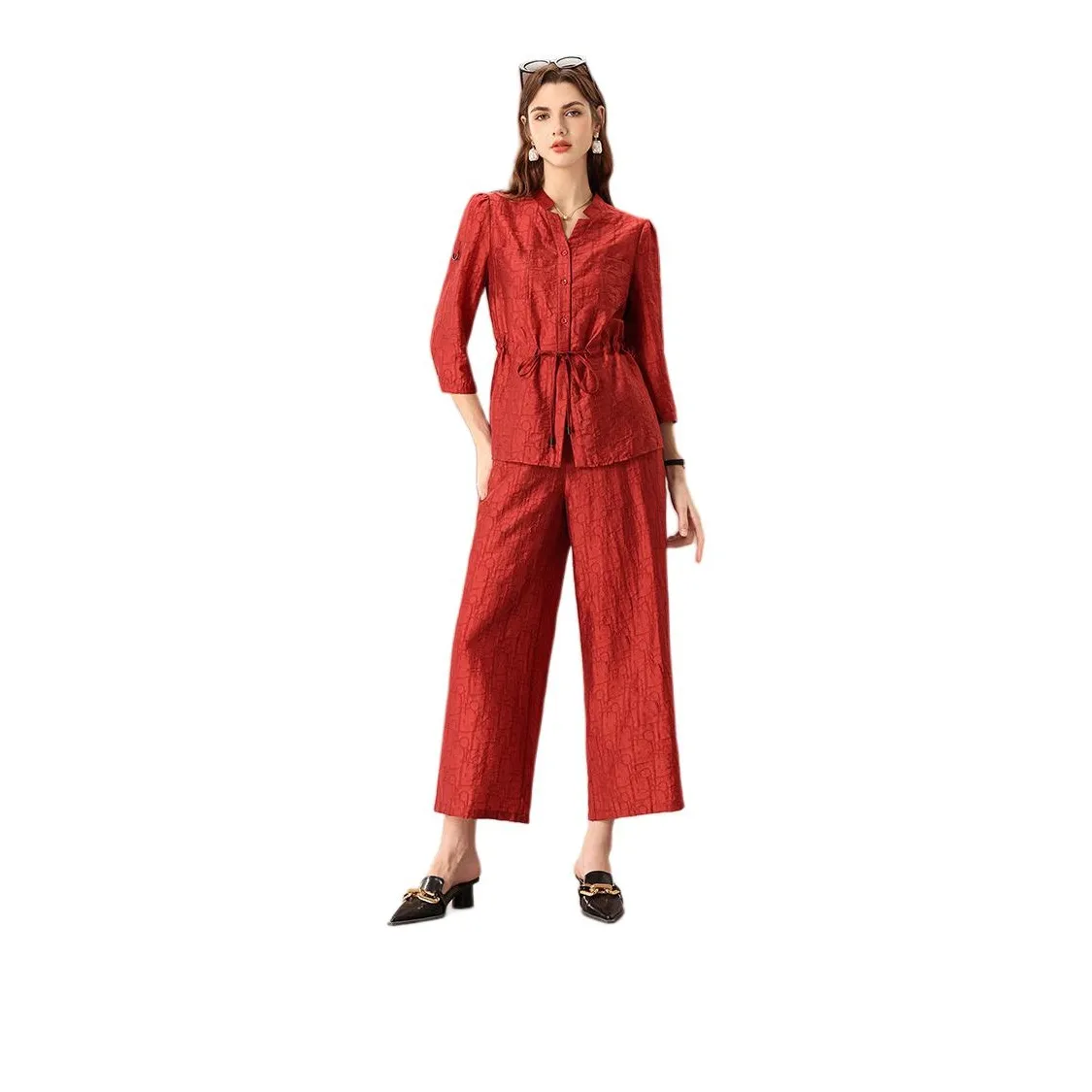 FENHONGMALI Casual Suit Women's Red