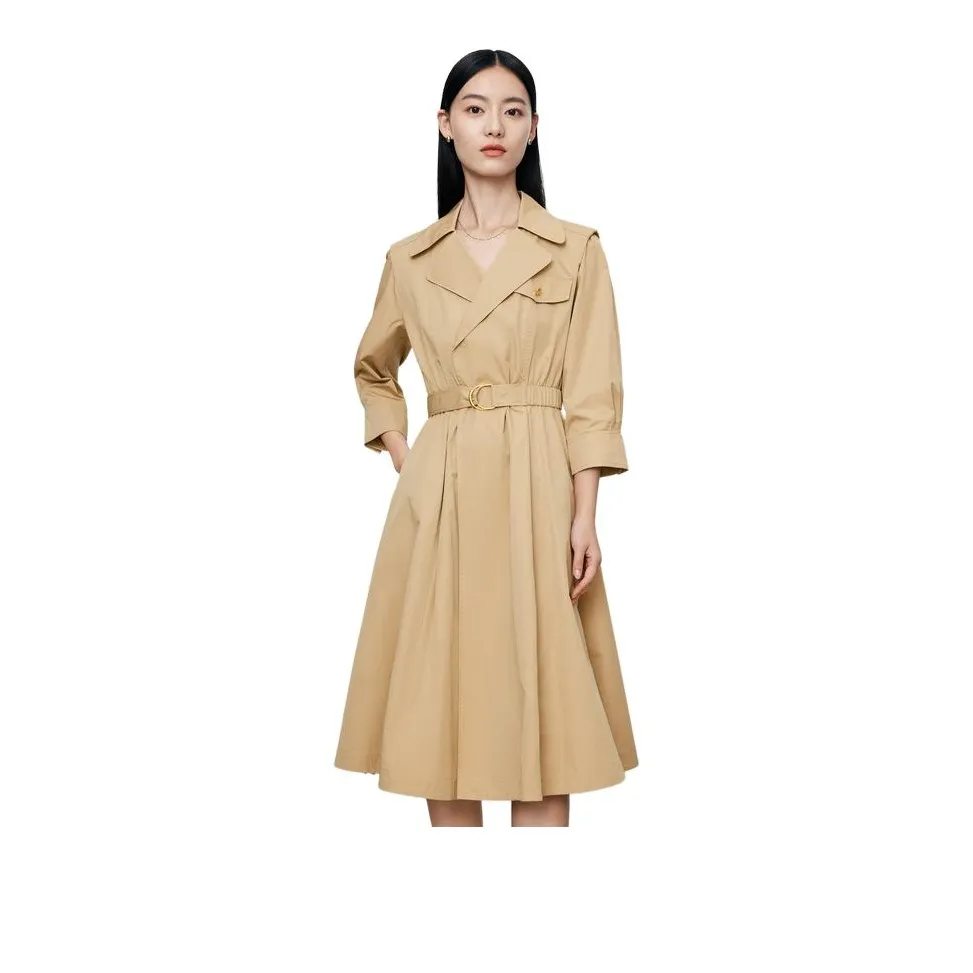 DESIGNICE Long Sleeved Dresses Women's Milk Tea