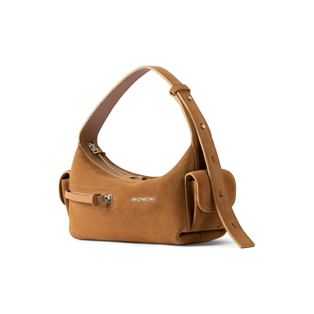 AMAZING SONG Нубук Кожа Подмышечный Сумка на плечо Женские Mоне Розовый Золотисто-коричневый