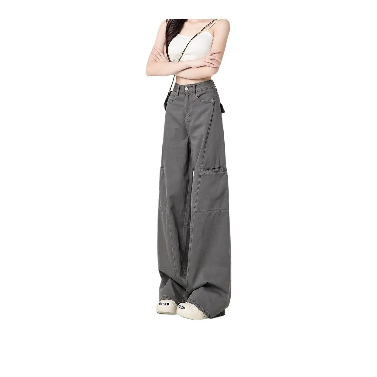 TLONELY1 Jeans Women's Gray Enhances Height And Slimness