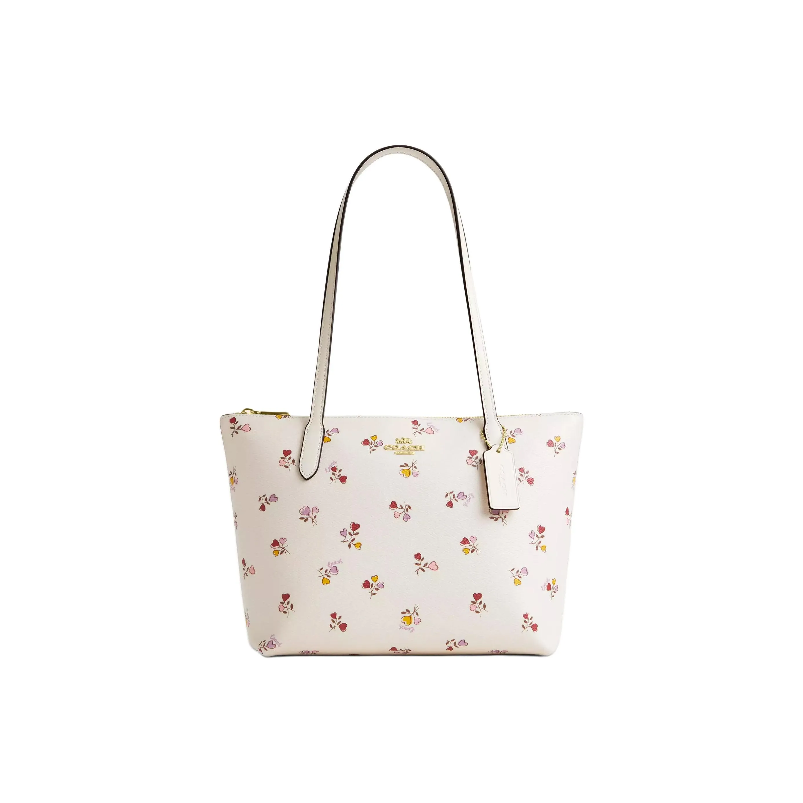 COACH Fiona Покрытый холст Тоут Сумка Сумка для покупок Сумка на плечо Средний Женские Золотой Мел Многоцветный