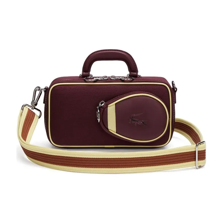 LACOSTE Polyurethane One Shoulder Handbag Small Size Unisex Burgundy
