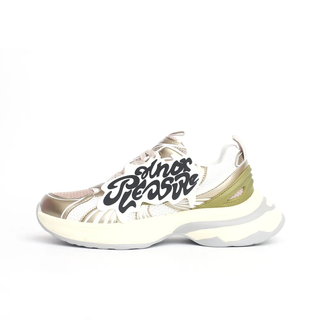 PAIN OR PLEASURE Abrasion Resistant Low Top Chunky Sneakers Unisex Champagne