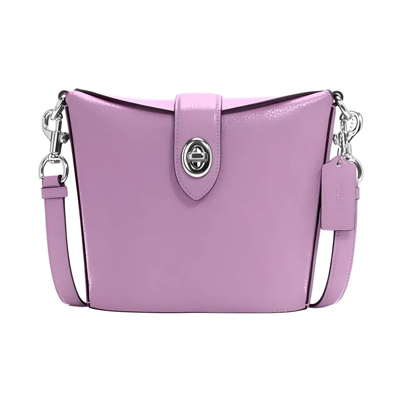 COACH Pebble Texture Cow Leather French Fries Bag, Shoulder Bag, Crossbody Bag Women's Lavender Purple