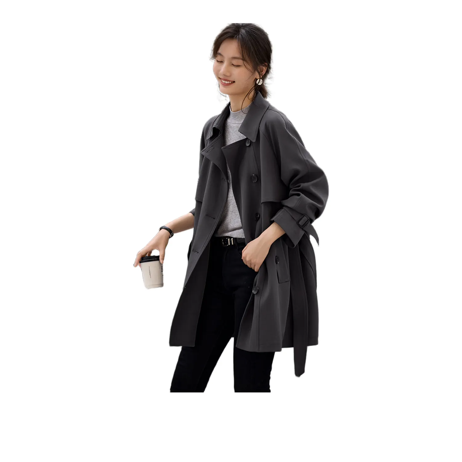 XWI Cangyan Серый Женский Тренч