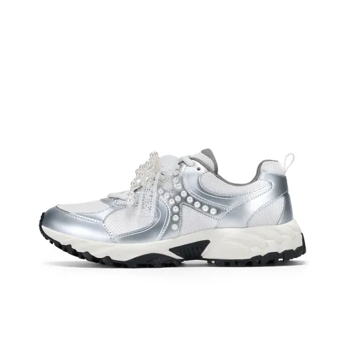 GG CC Толстоподошвенные кроссовки Low Top Серебряные Женские
