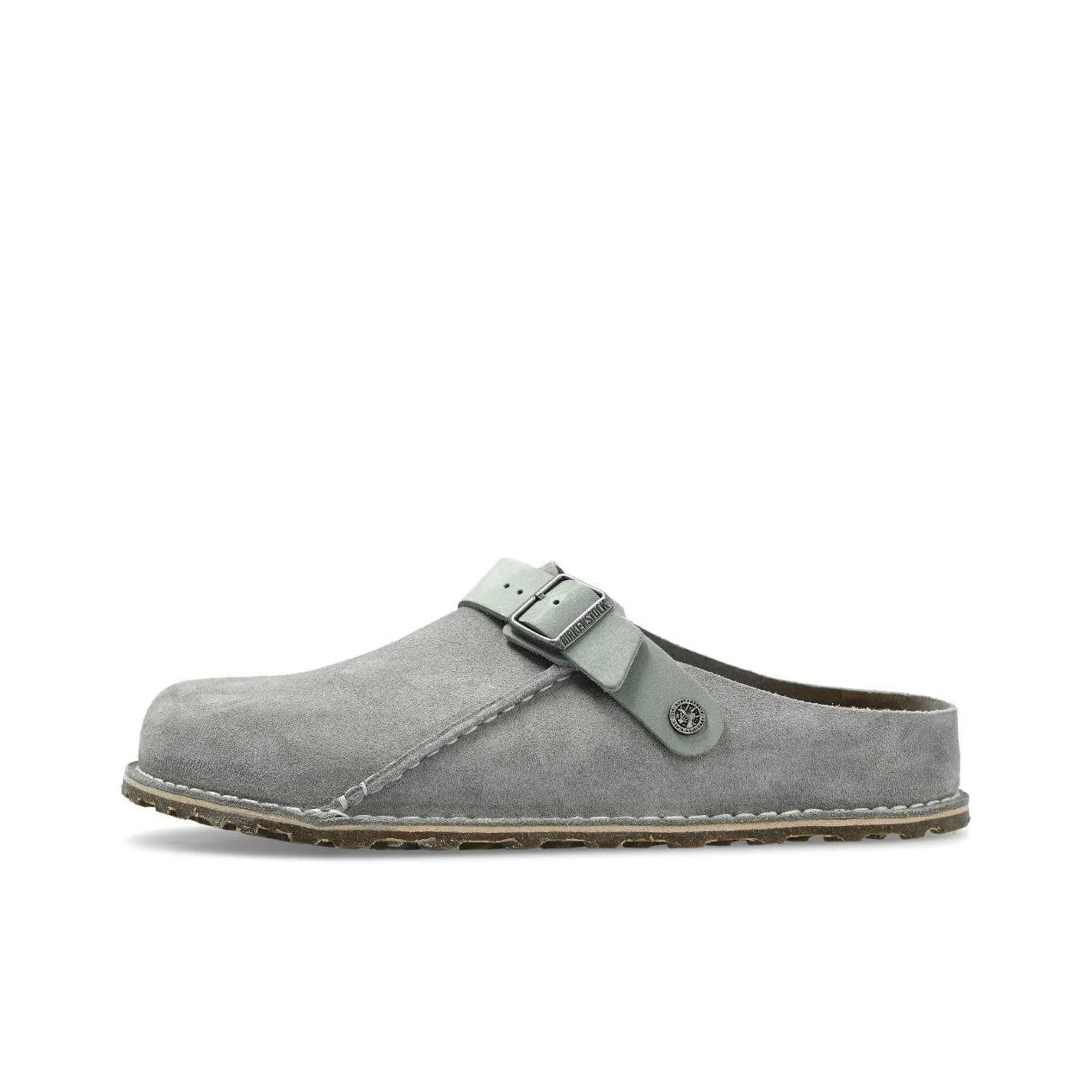 Birkenstock Lutry Premium Suede Rubber Sole Abrasion Resistant Slip Resistant Closed Toe Slippers Men's Gray Green