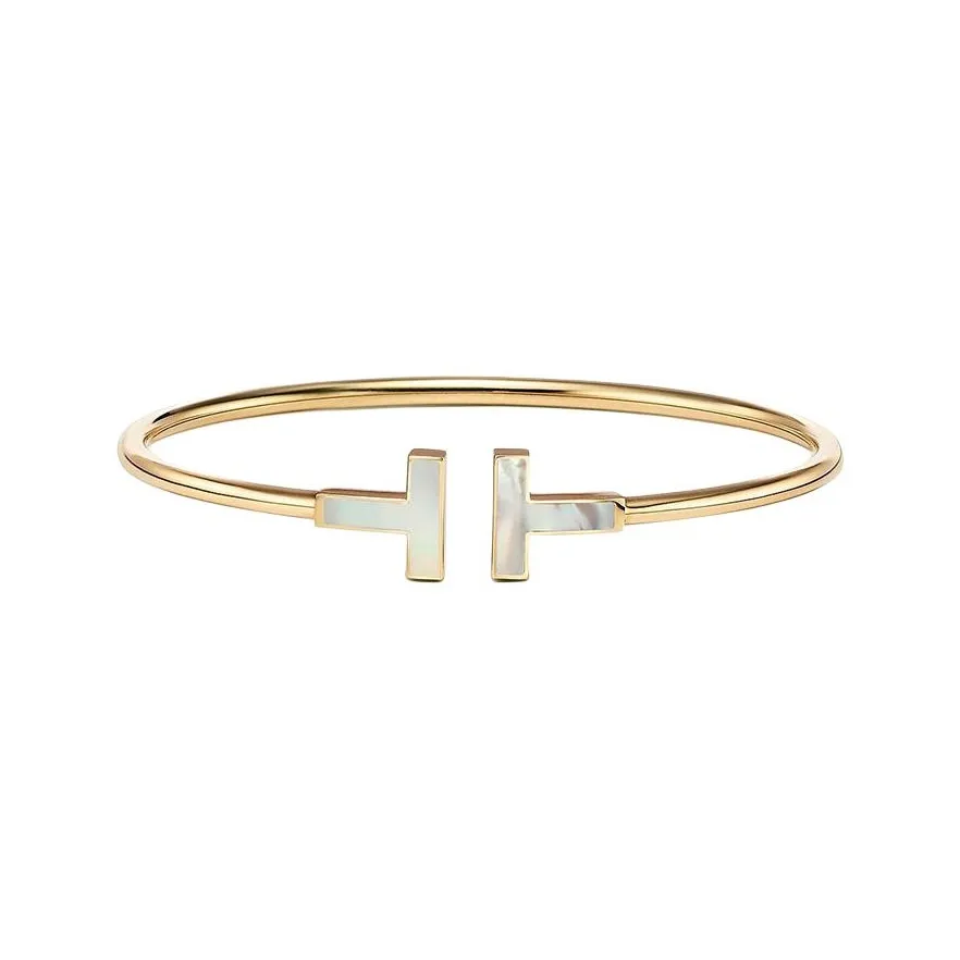TIFFANY & CO. 18K White Gold, Mother Of Pearl Bangles Unisex Gold
