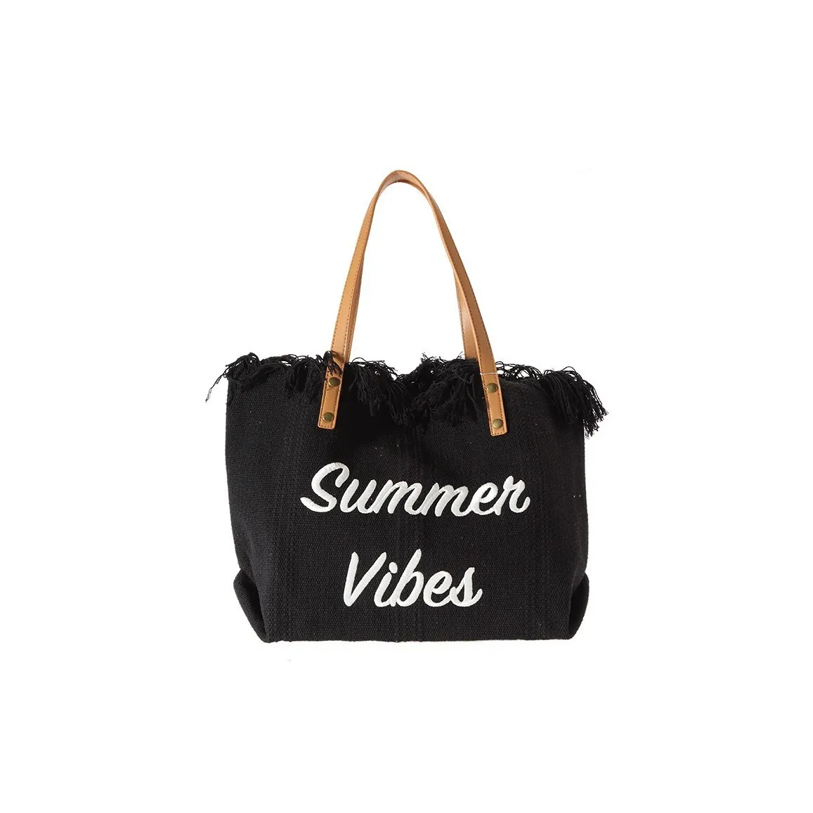SEPTWOLVES Canvas Beach Bag Shoulder Bag Large Size Women's White/Pink/Black/Khaki/Green