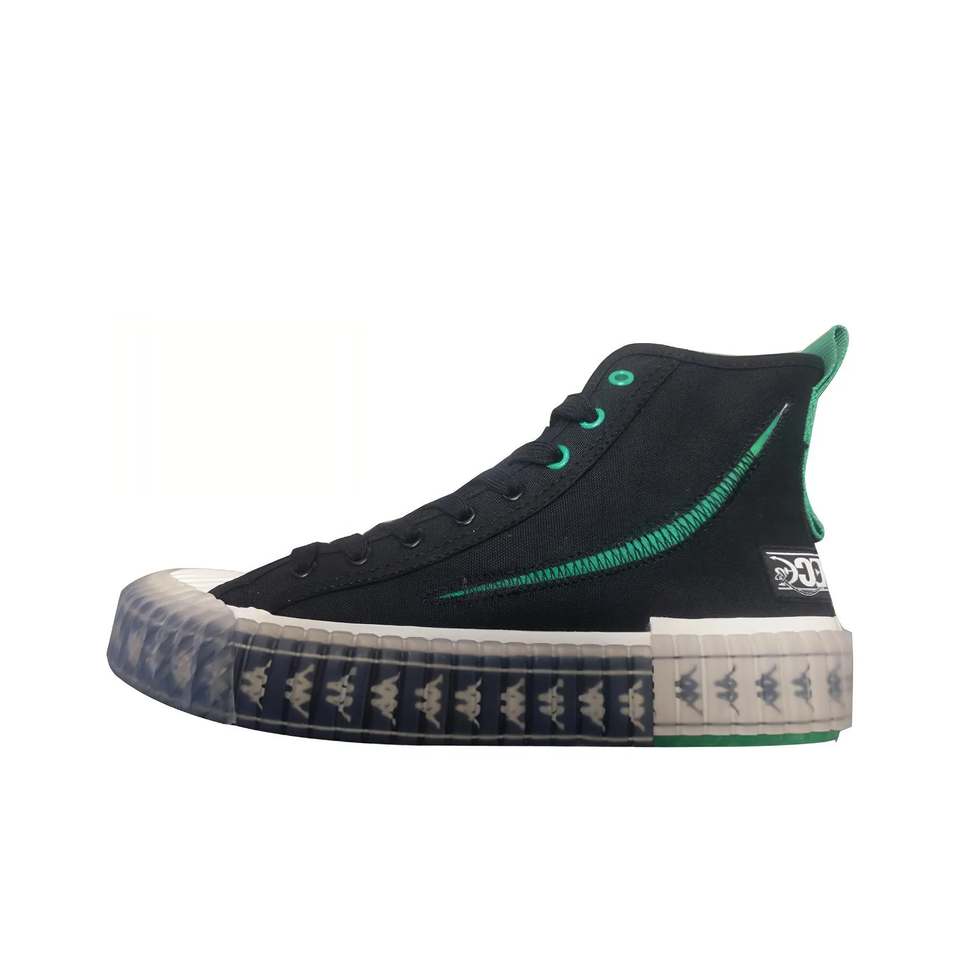 Kappa One Piece Slip Resistant, Abrasion Resistant, Lightweight, Balance High Top Canvas Shoes Unisex Black Green