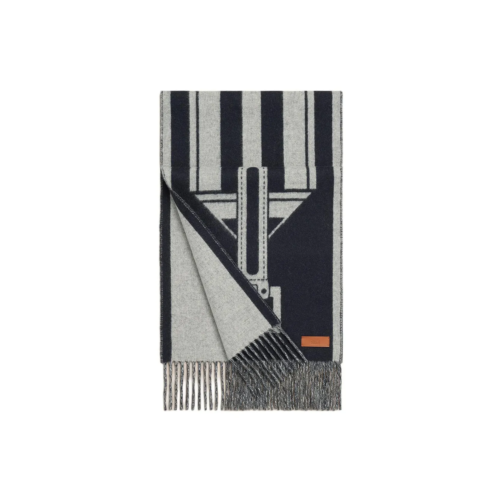 HERMES Cashmere Knit Scarves Unisex Black