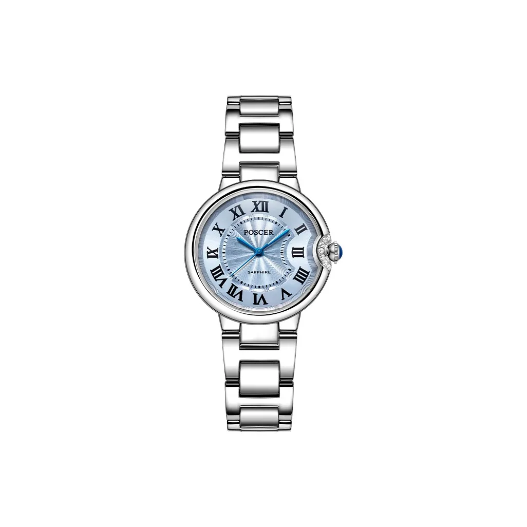 POSCER Кварцевый механизм нержавеющая сталь ремешок часы женские синий циферблат
