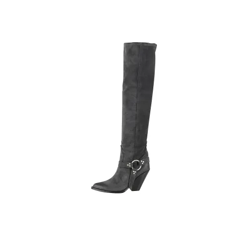 SONORA BOOTS Женские ботинки выше колена, черно-серого цвета