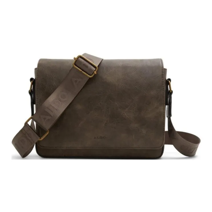 ALDO Artificial Leather Messenger Bag, Crossbody Bag Medium Size Men's Dark Umber