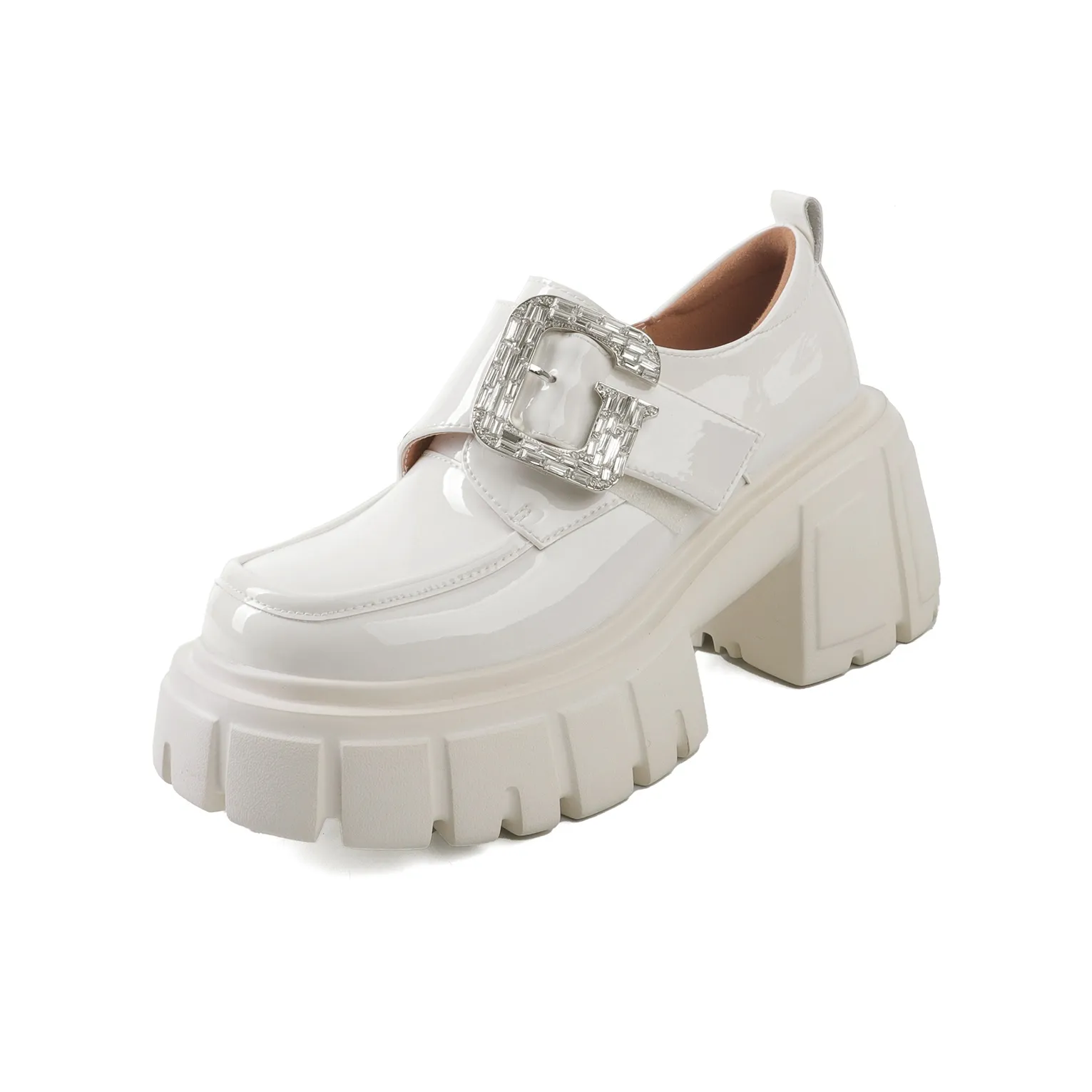 Su Yanjiao Loafers 9.5CM Platform Chunky Heel Women's Black, White