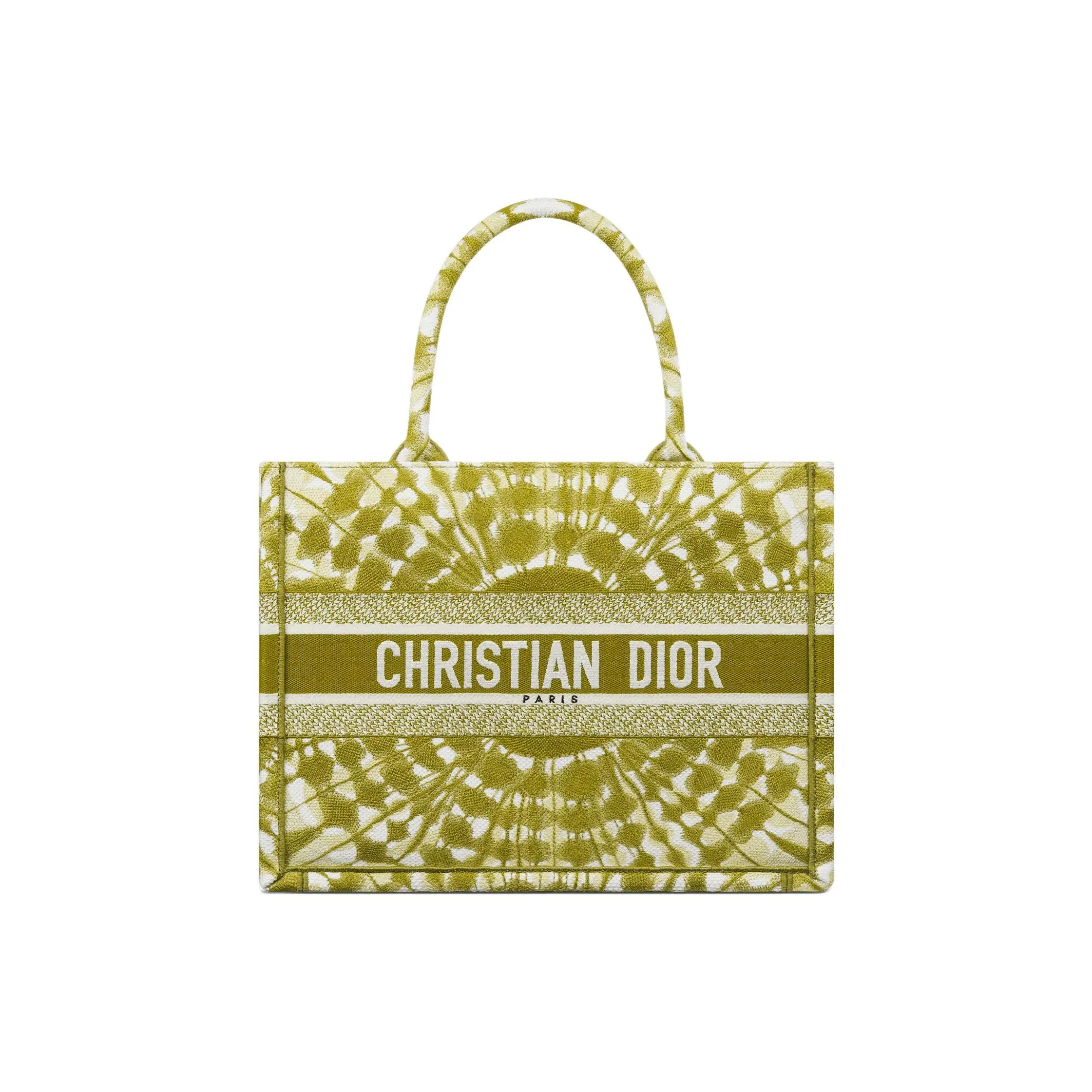 DIOR Miss Dior Cotton Tote Bag Shopping Bag Handbag Medium Size Women's Olive Green