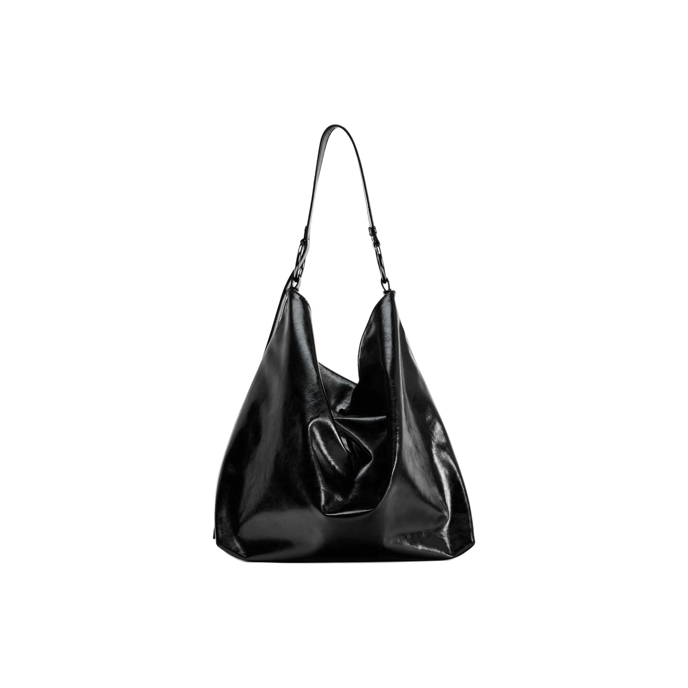 ZARA Polyurethane PU Handbag Shoulder Bag Women's Black