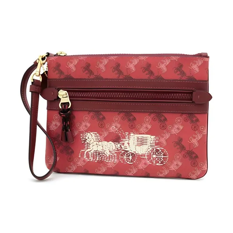 COACH Gallery Покрытие Холст Кожа Клатч Маленький Женский Красный