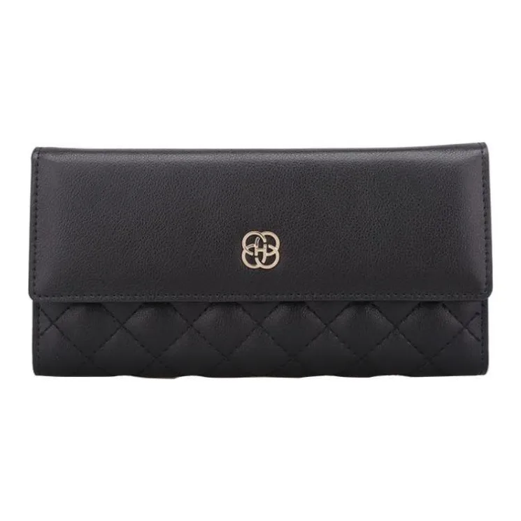 HONGU Спилок из коровьей кожи с микрофибровой синтетической кожей Кошелек Клатч Женские Темно-черный