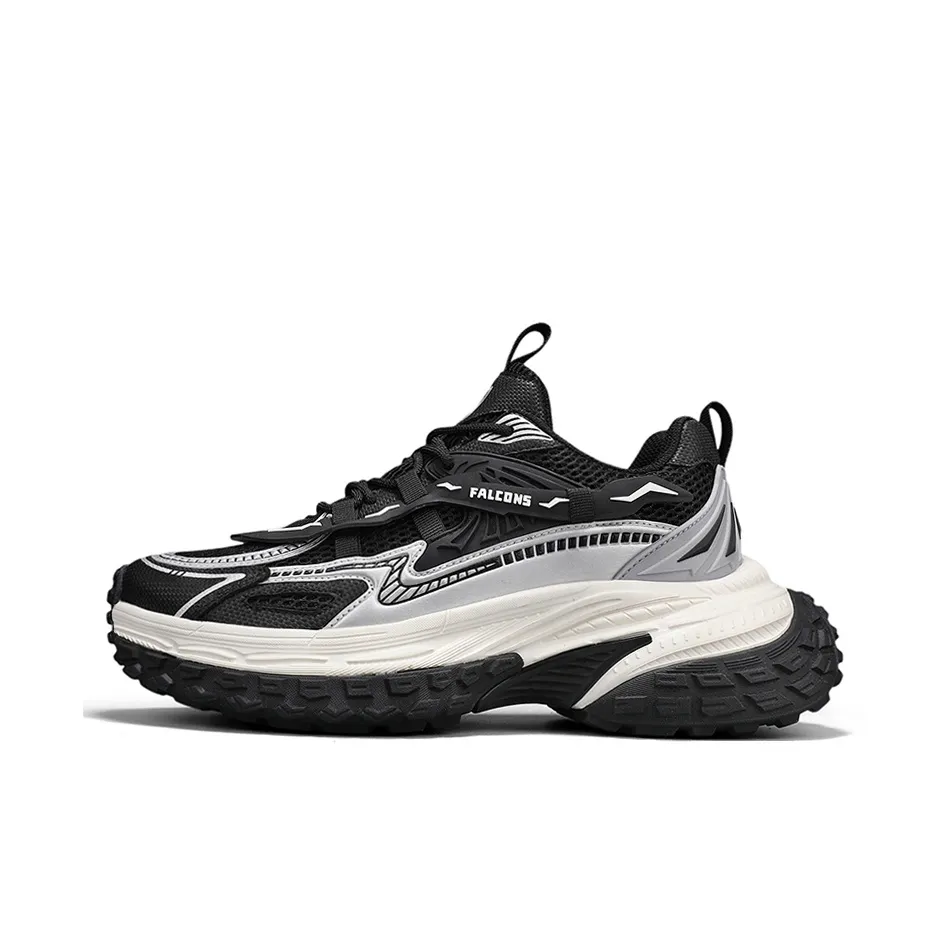 NFL Atlanta Falcons Height Increasing Wear-Resistant Breathable Slip-Resistant Low-Top Chunky Sneakers Unisex Black