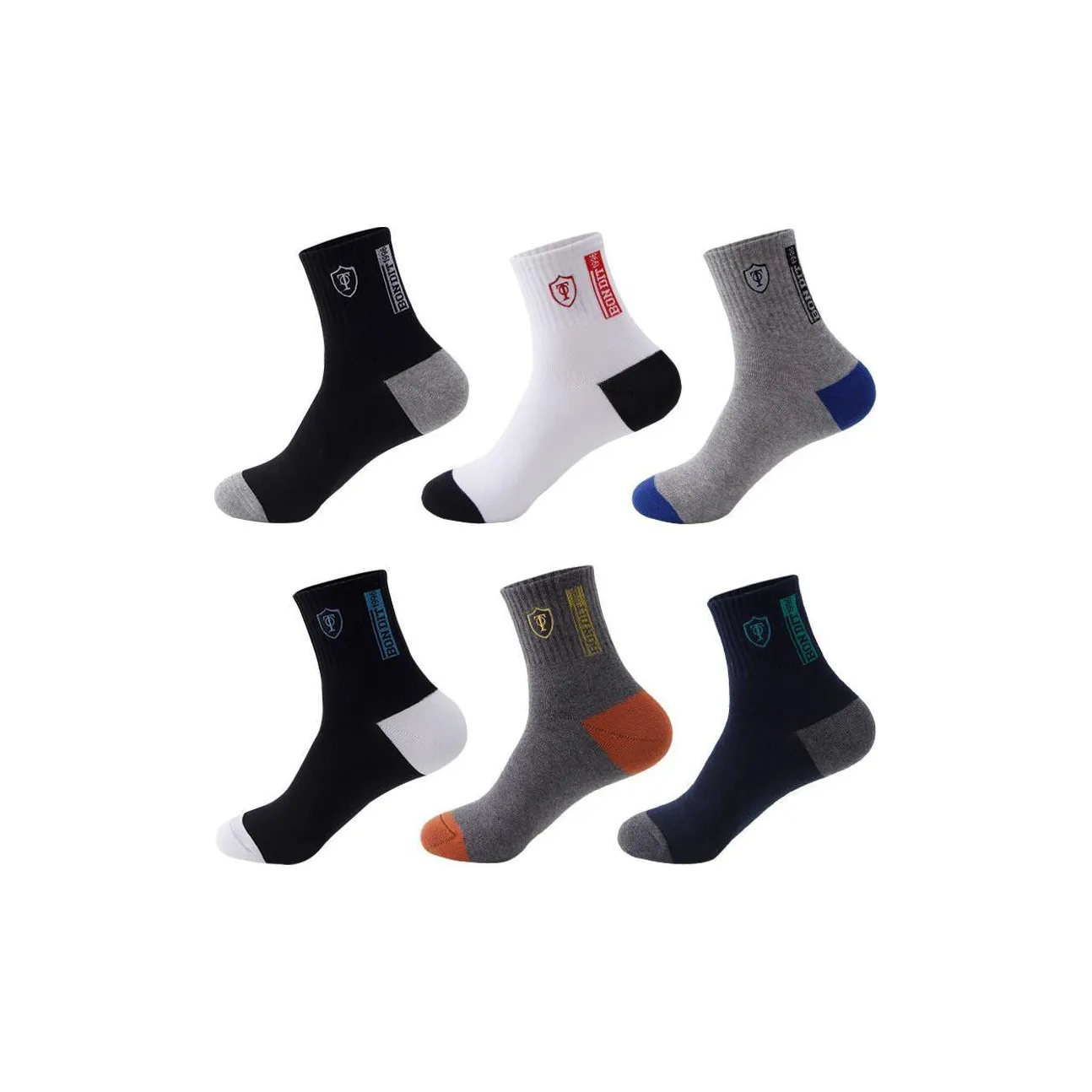 COMBO Mid Calf Socks Men's 6 Pack