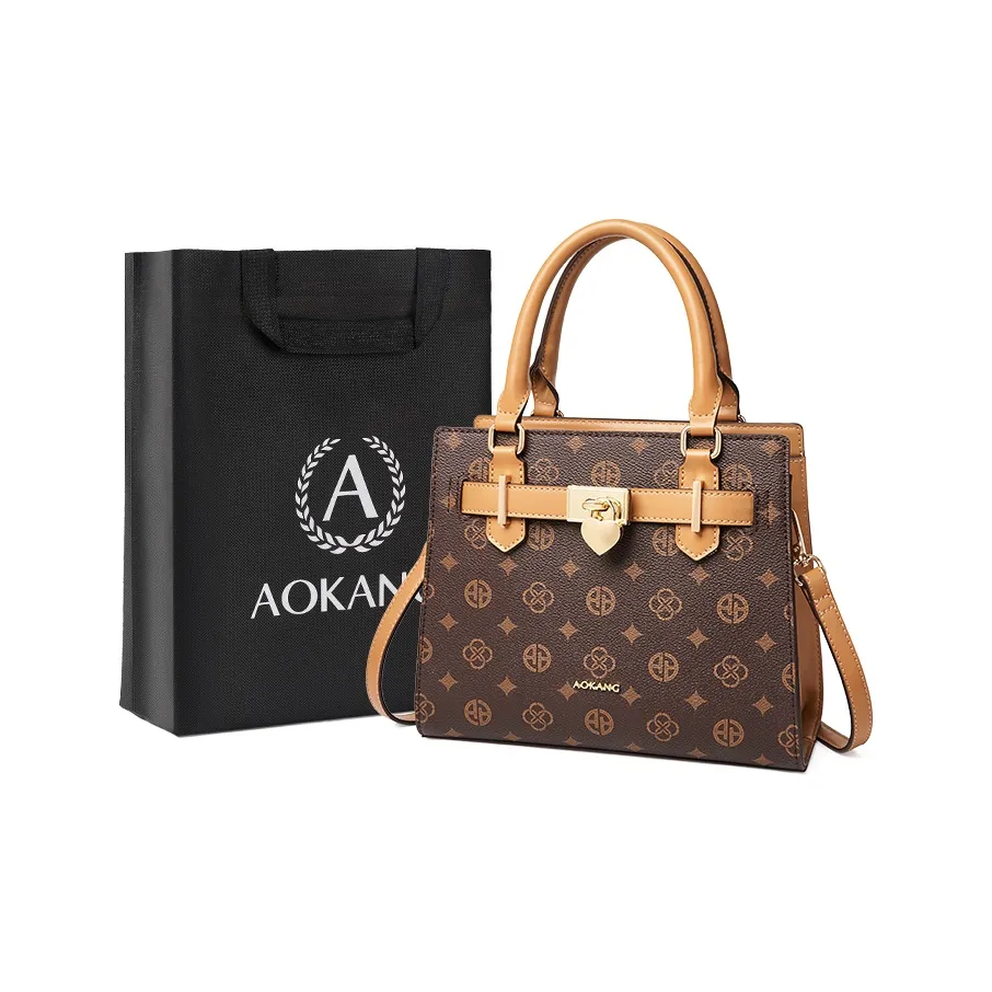 AOKANG PVC Сумка Lady Dior Сумка Подмышечная Сумка через плечо Стандартная Женская Кофейная Экрю