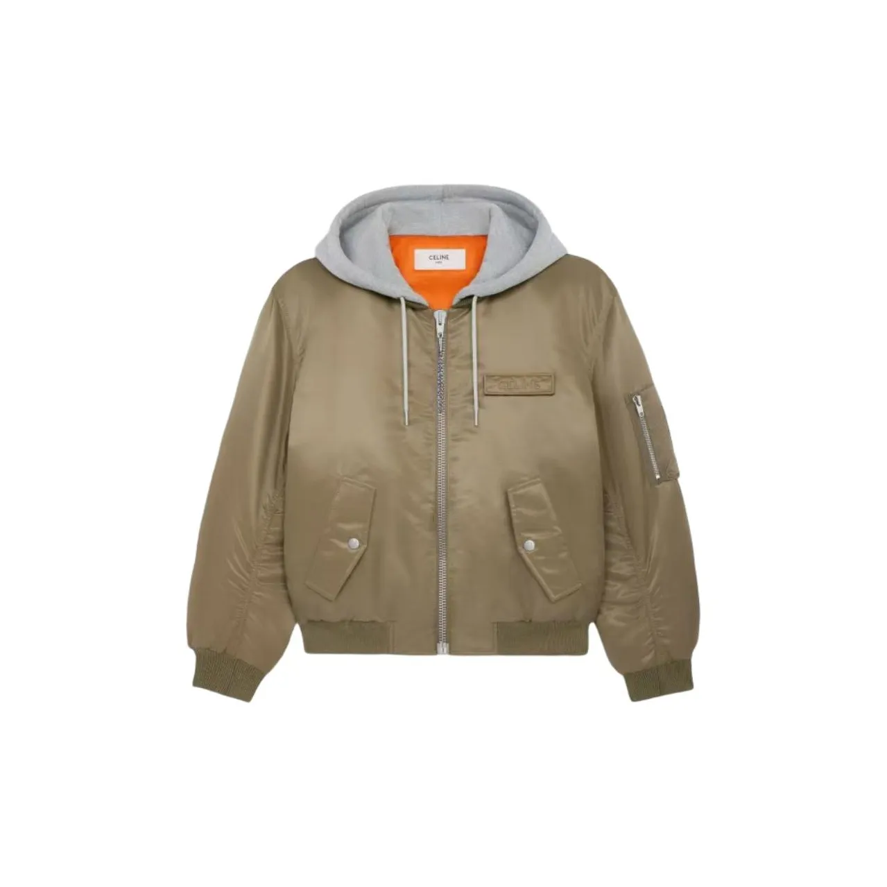 CELINE Hooded Bomber Jacket In Nylon Twill