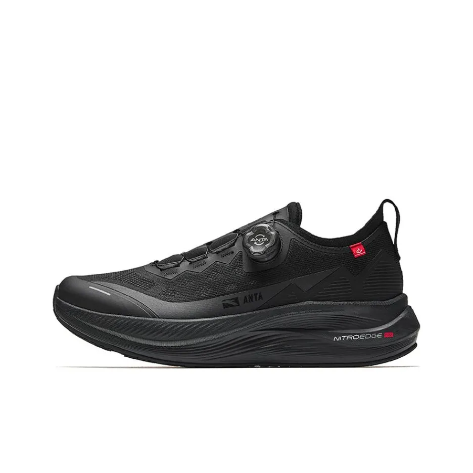 Anta Unique Abrasion Resistant Support Rebound Low Top Sprint Running Shoes Men's Black