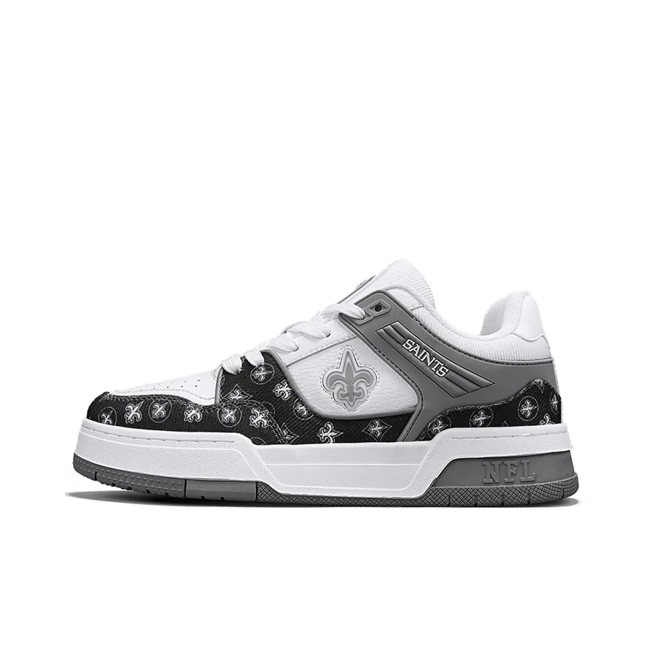 NFL TR Neo New Orleans Saints Abrasion Resistant Slip Resistant Low Top Skateboard Shoes Unisex White Gray