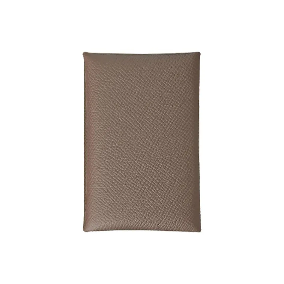 HERMES Calvi Epsom Телячья кожа Держатель для визиток Кошелек Мелочь Кошелек Картхолдер Женские M8 Gris Asphalte Асфальтовый серый