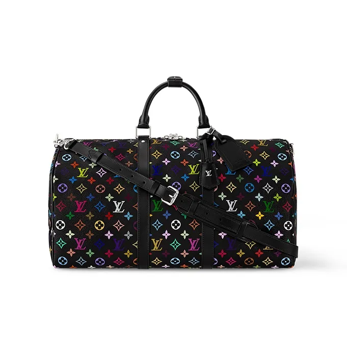 LOUIS VUITTON X Takashi Murakami Keepall Bandouliere 50 Black Multicolored + An Exclusive Offer With Apple Pay!
