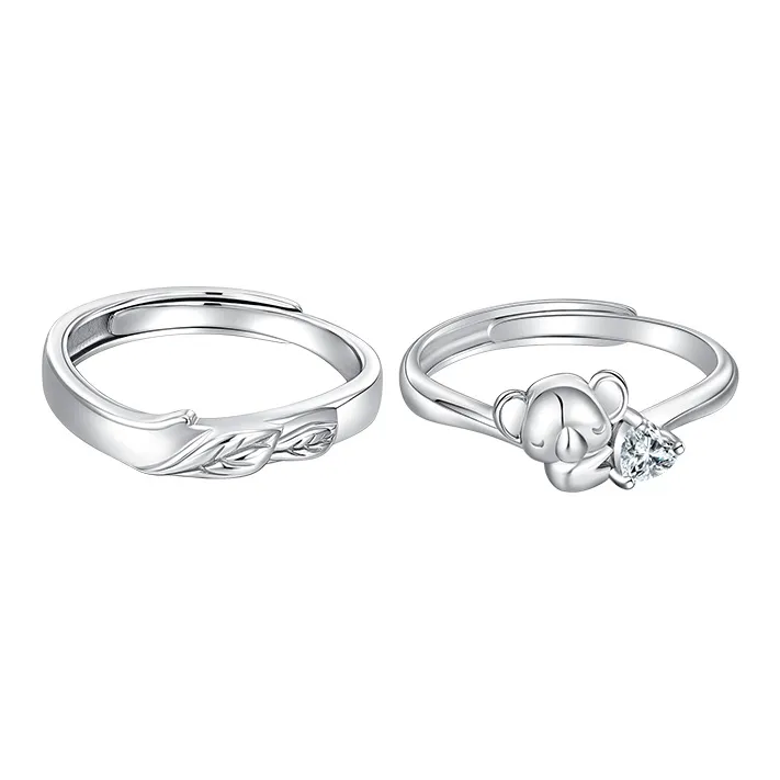 Lady Go Sterling Silver Couple Rings Unisex