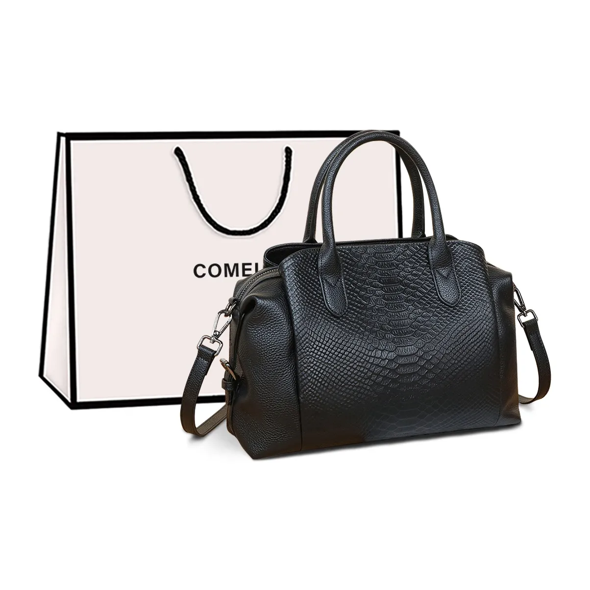 COMELY Сумка через плечо из коровьей кожи обычная женская черная