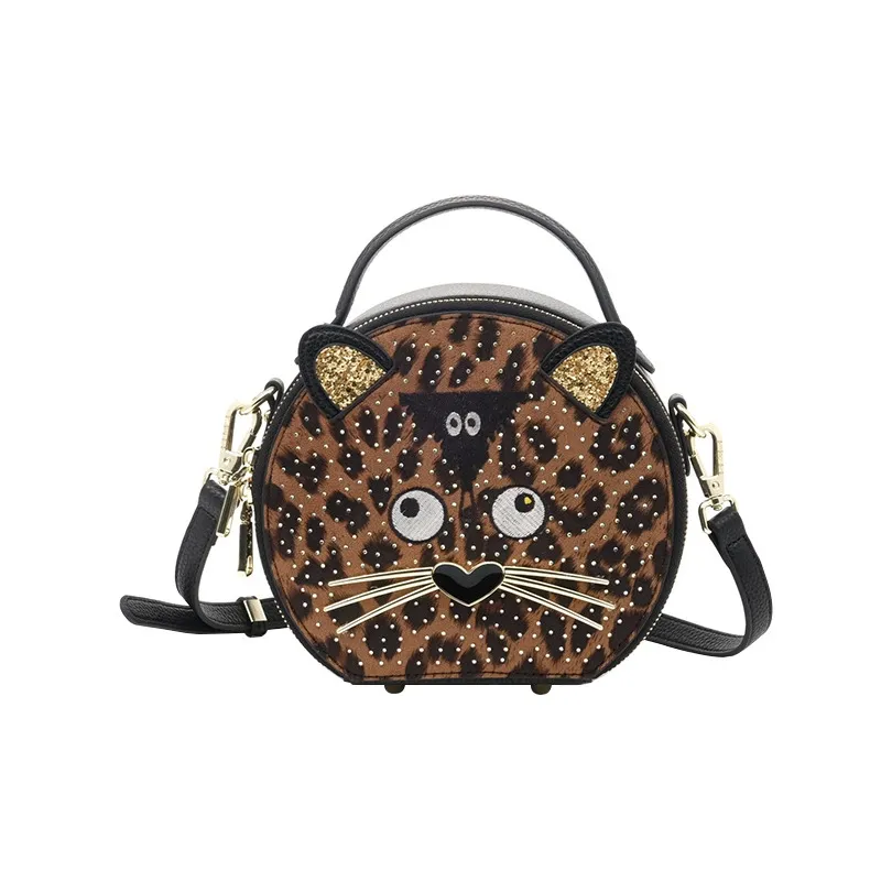 EYE THEME PU Crossbody Handbag Women's Leopard Print & Black