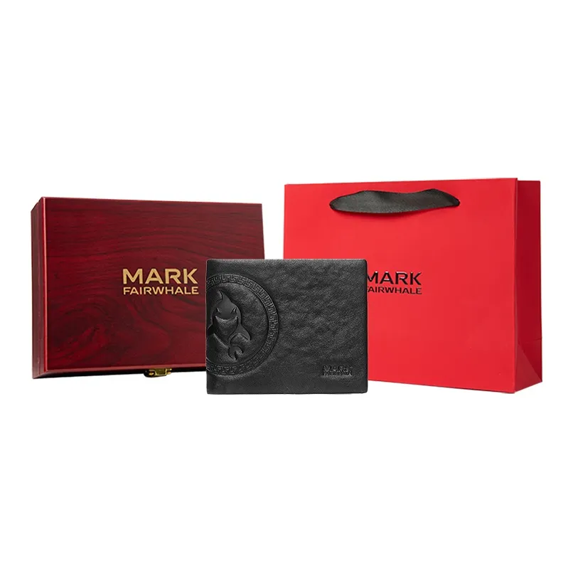 FAIRWHALE Кошелек из натуральной коровьей кожи держатель для карт мужской черный