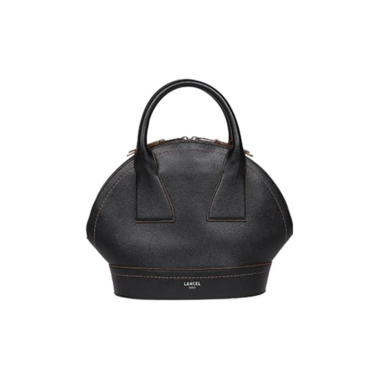 LANCEL Cow Leather Dome Bag Handbags Medium Size Women's Black