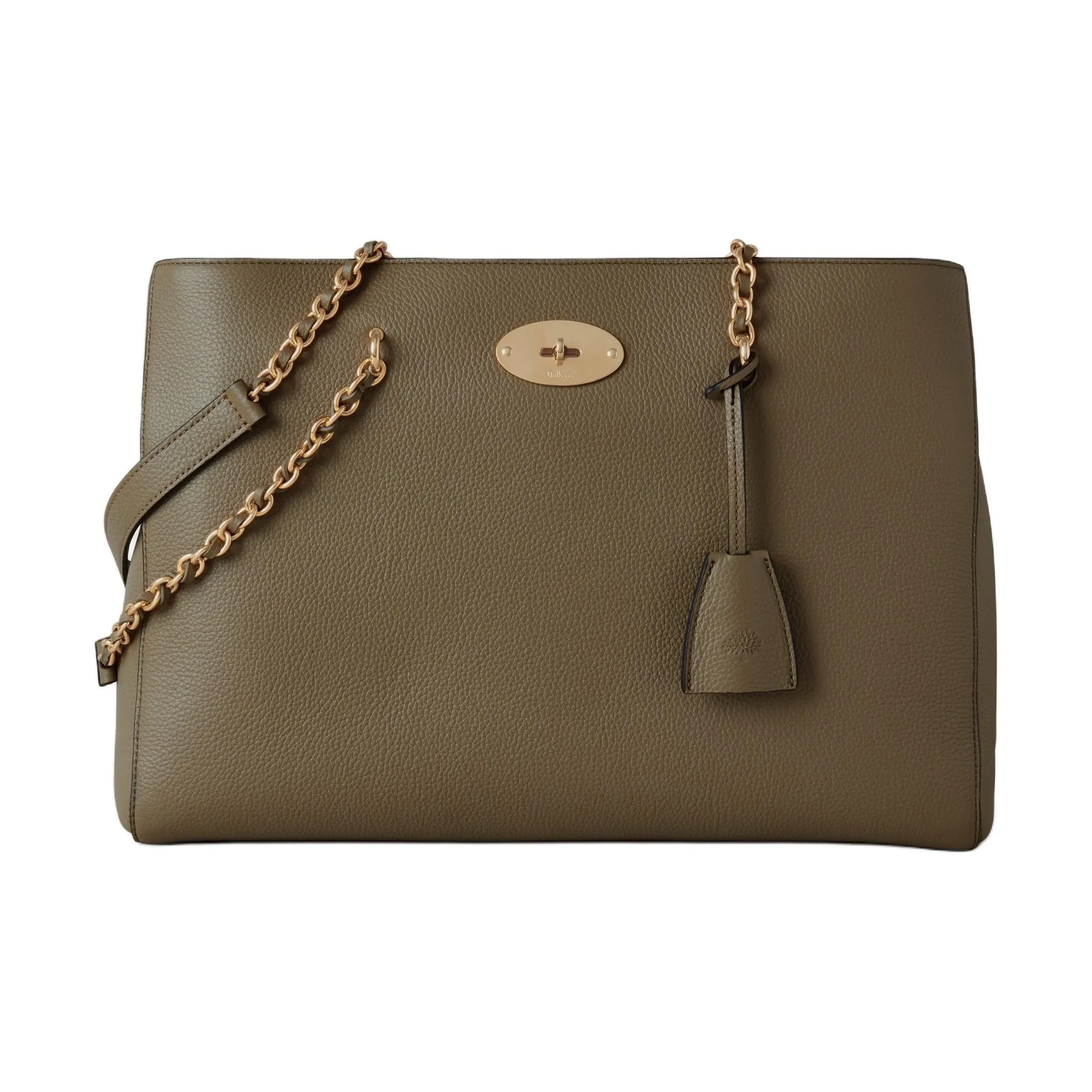 Mulberry Lily Cow Leather Tote Bag Shopping Bag Shoulder Bags Women's Linen Green