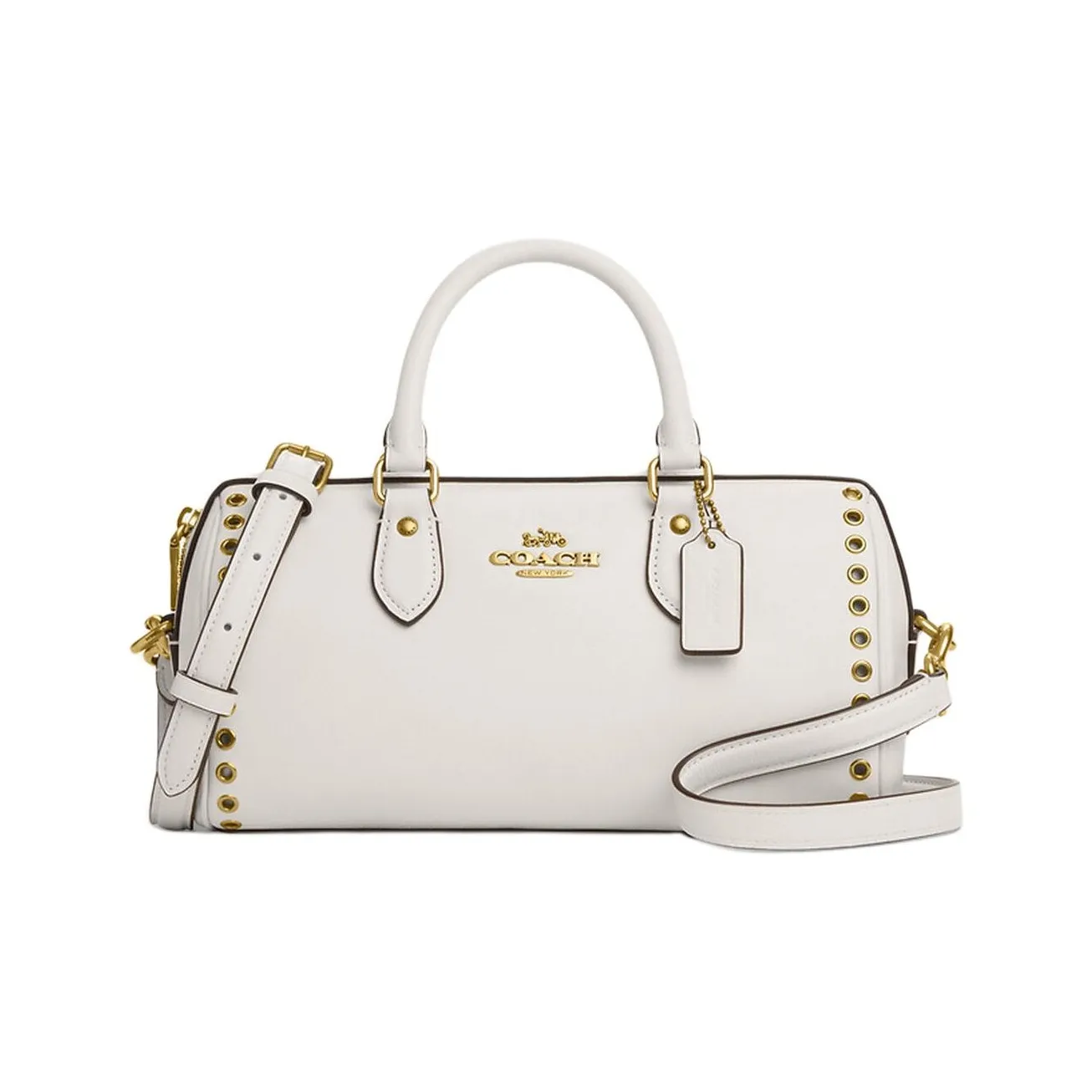 COACH RowanSATCHEL Smooth Leather Shoulder Bag Crossbody Bag Handbag Medium Size Women's Chalk White